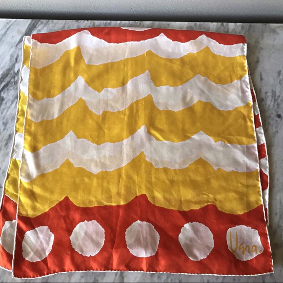 Vintage large 1970s Vera Neumann oblong abstract mod silk scarf - Picture 5 of 5